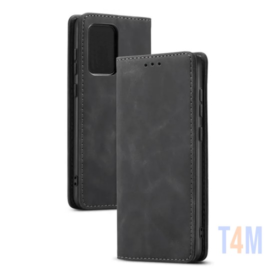 Leather Flip Cover with Internal Pocket For Samsung Galaxy A73 Black